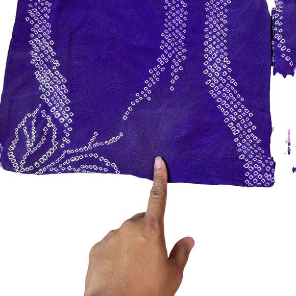 Japanese Kimono Yukata Robe Floral Womens One Size Purple Pink Asian Wide Sleeve - Picture 8 of 12